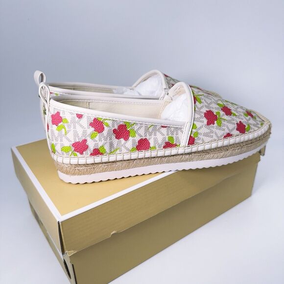 Michael Kors Lenny Espadrille Signature Logo Lux Mini Rose Slip-On Loafer Shoes - Picture 6 of 13